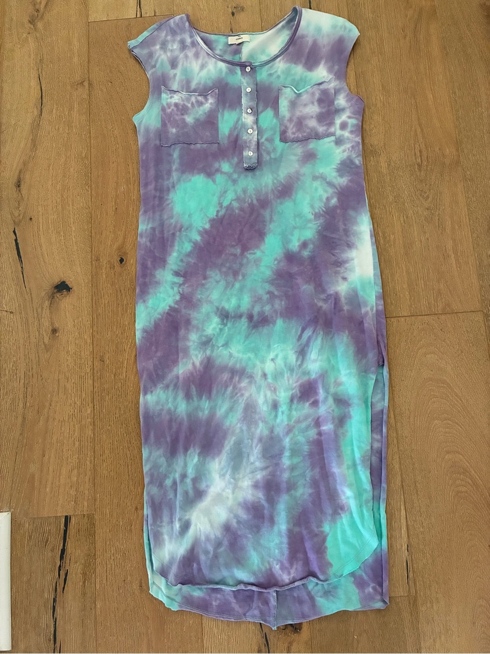 Pink Lily Tie-Dye Swim Coverup in Purple and Teal